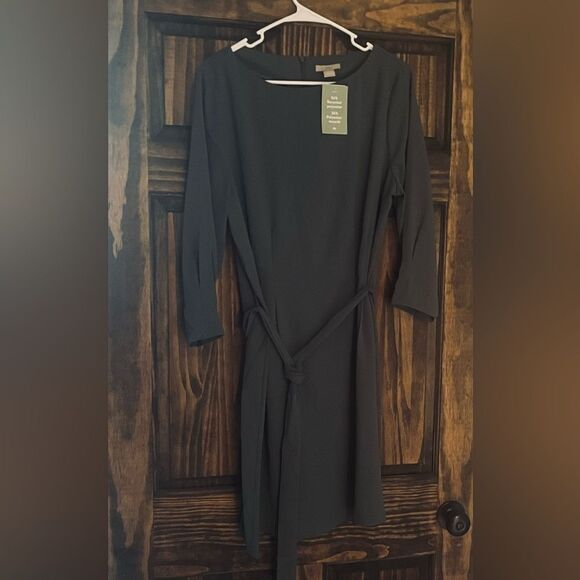 NWT H&M DRESS WOMEN SIZE LARGE DARK GREEN NEW WITH TAGS - Picture 3 of 7